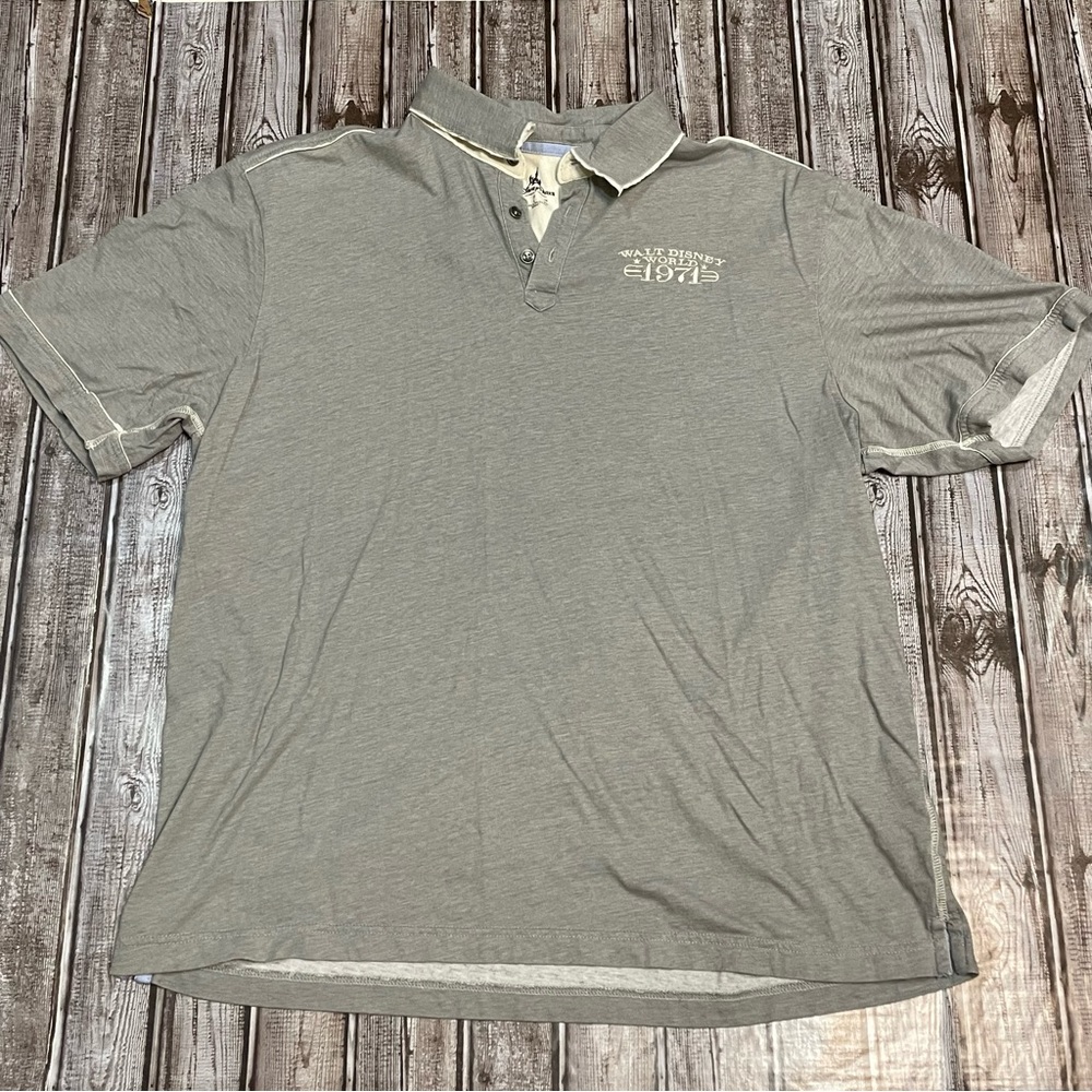 Walt Disney World 1971 Disney Parks Gray Polo Short Sleeve Men’s Sz Large
